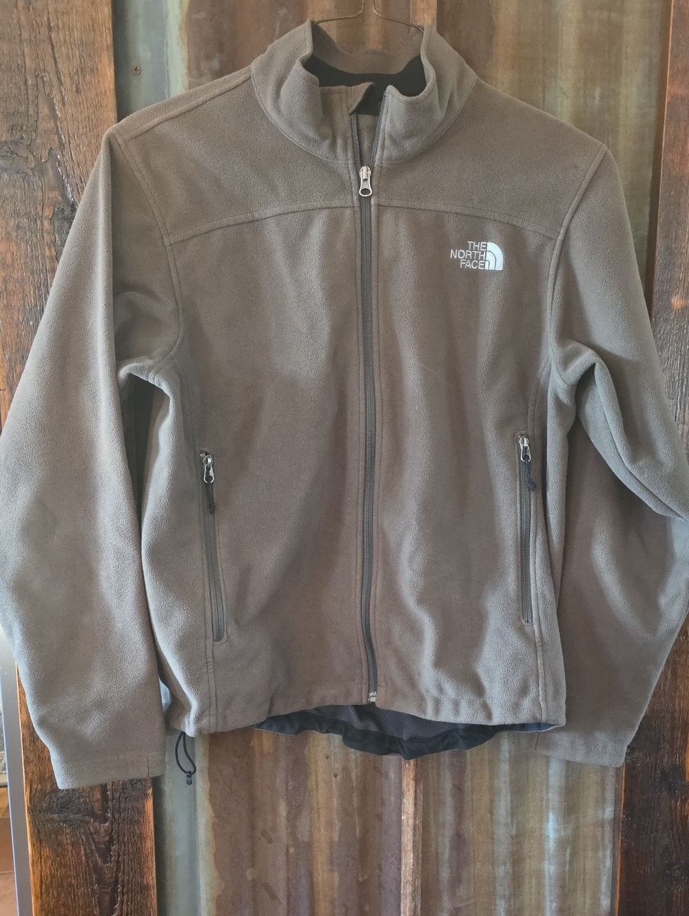 The North Face Men's Taupe Brown Full-Zip Fleece Jacket